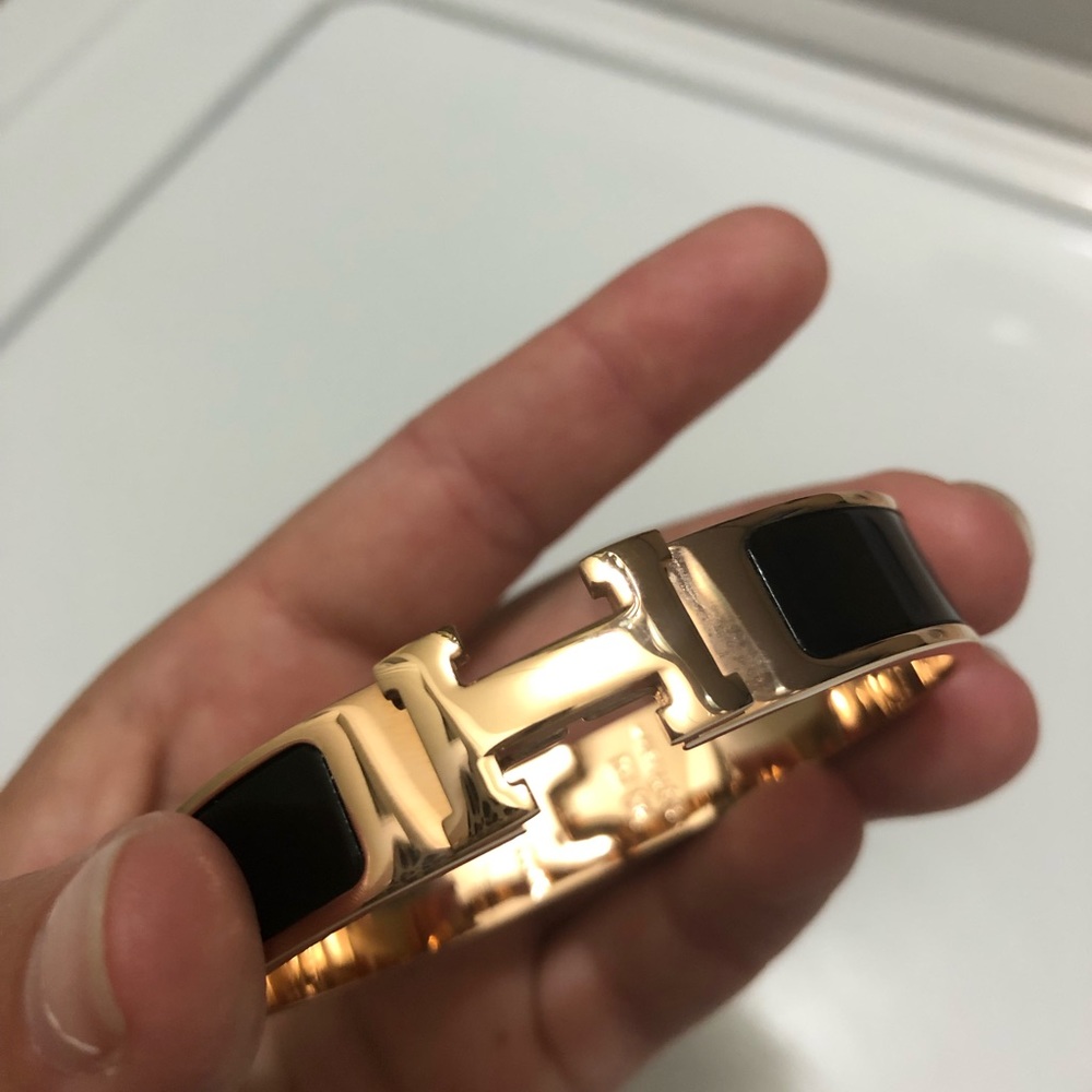 H..... Black and Rose Gold Bracelet. Designer Inspired.